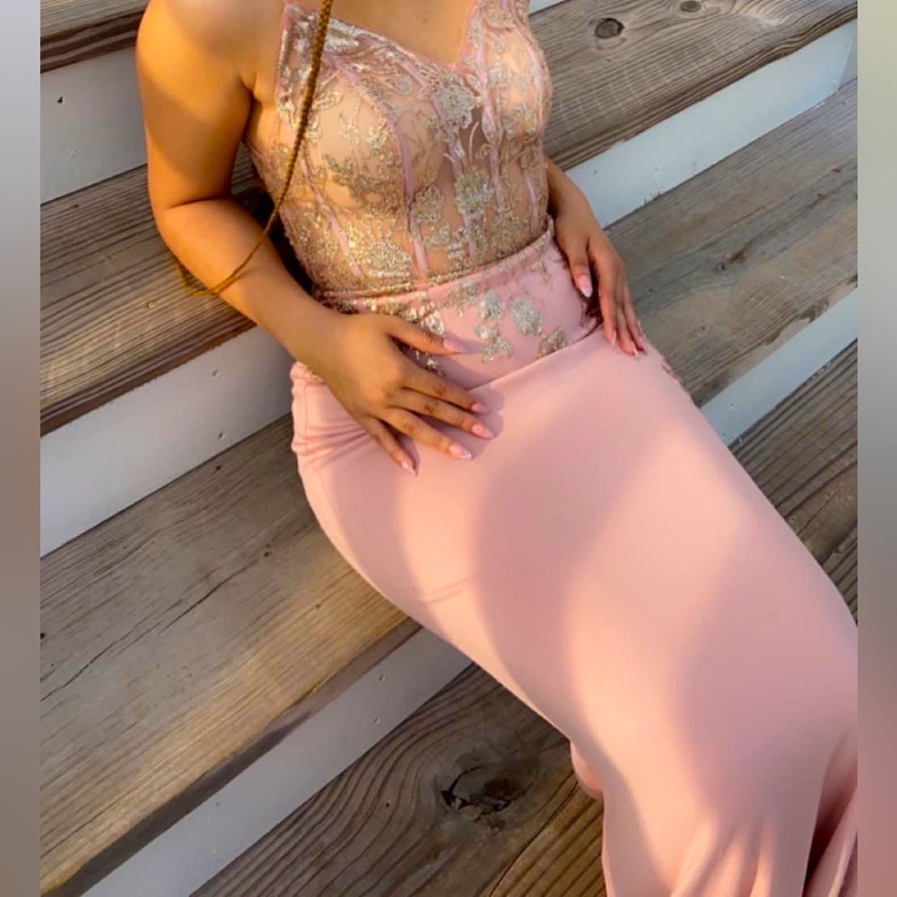 pink & rose gold prom dress, size 4! worn once